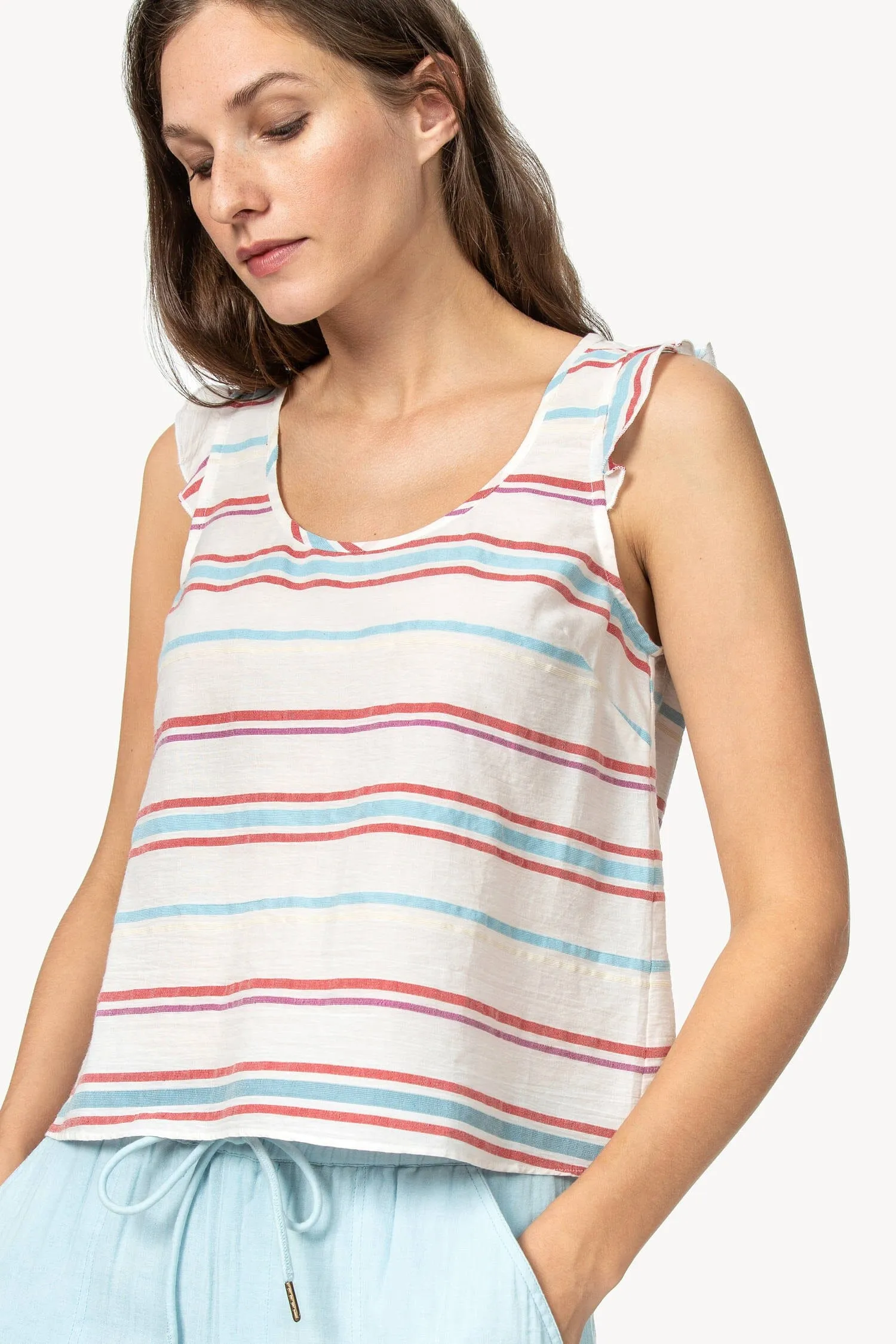 Ruffle Sleeve Tank sold by Lilla P