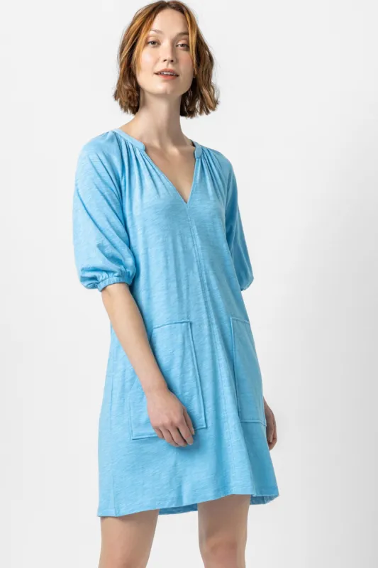 3/4 Sleeve Split Neck Dress sold by Lilla P