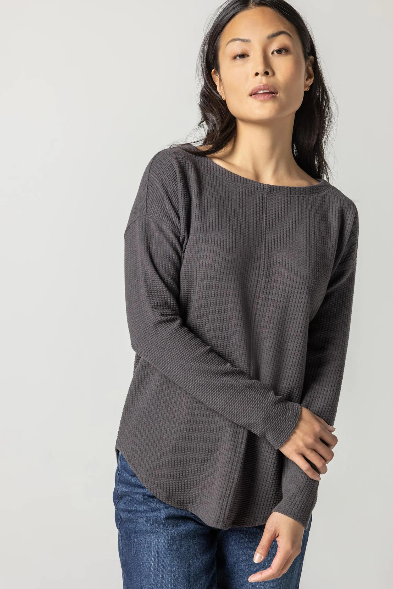 Shirttail Hem Boatneck sold by Lilla P