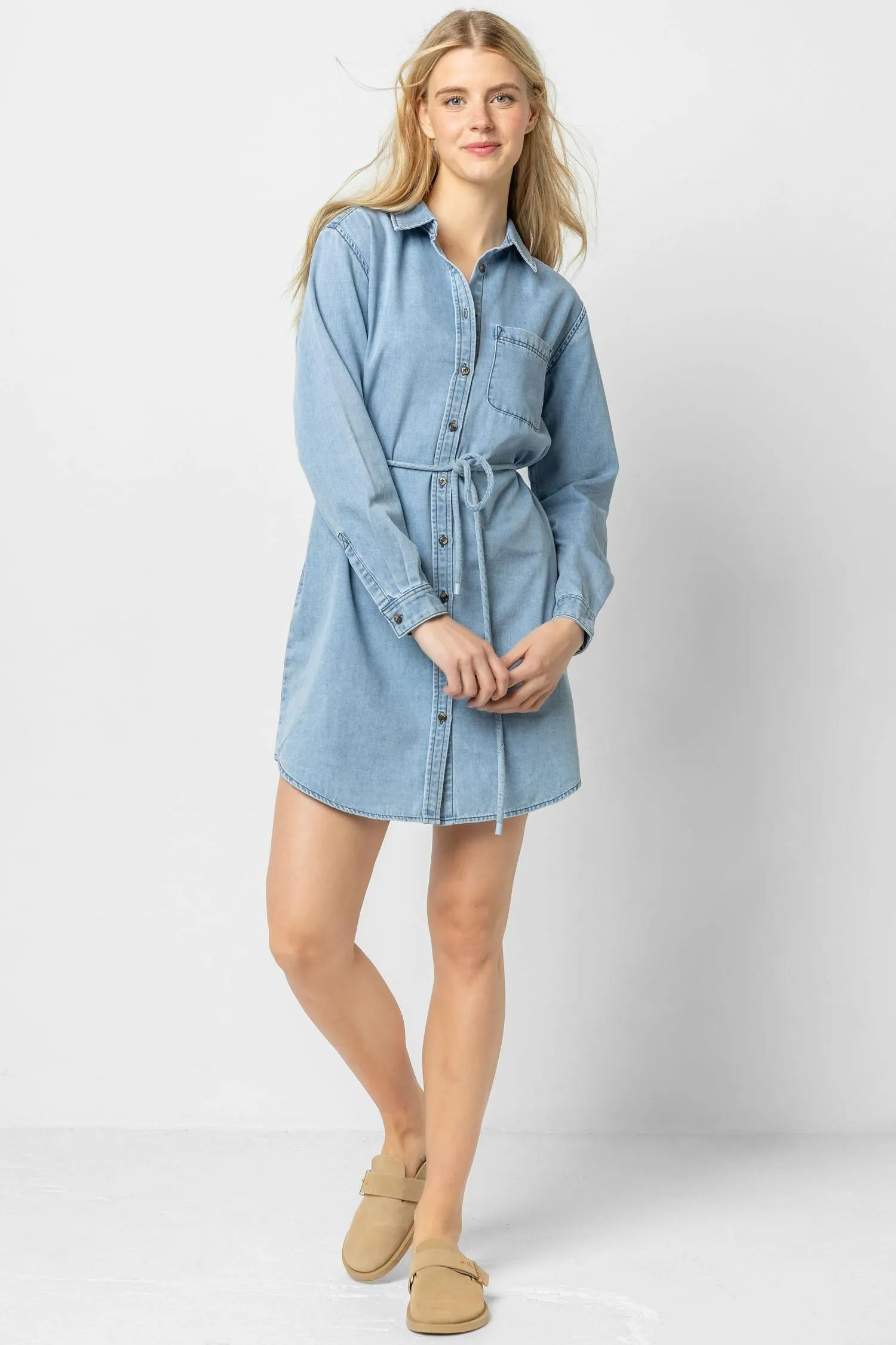 Denim Shirt Dress sold by Lilla P product image thumbnail 4