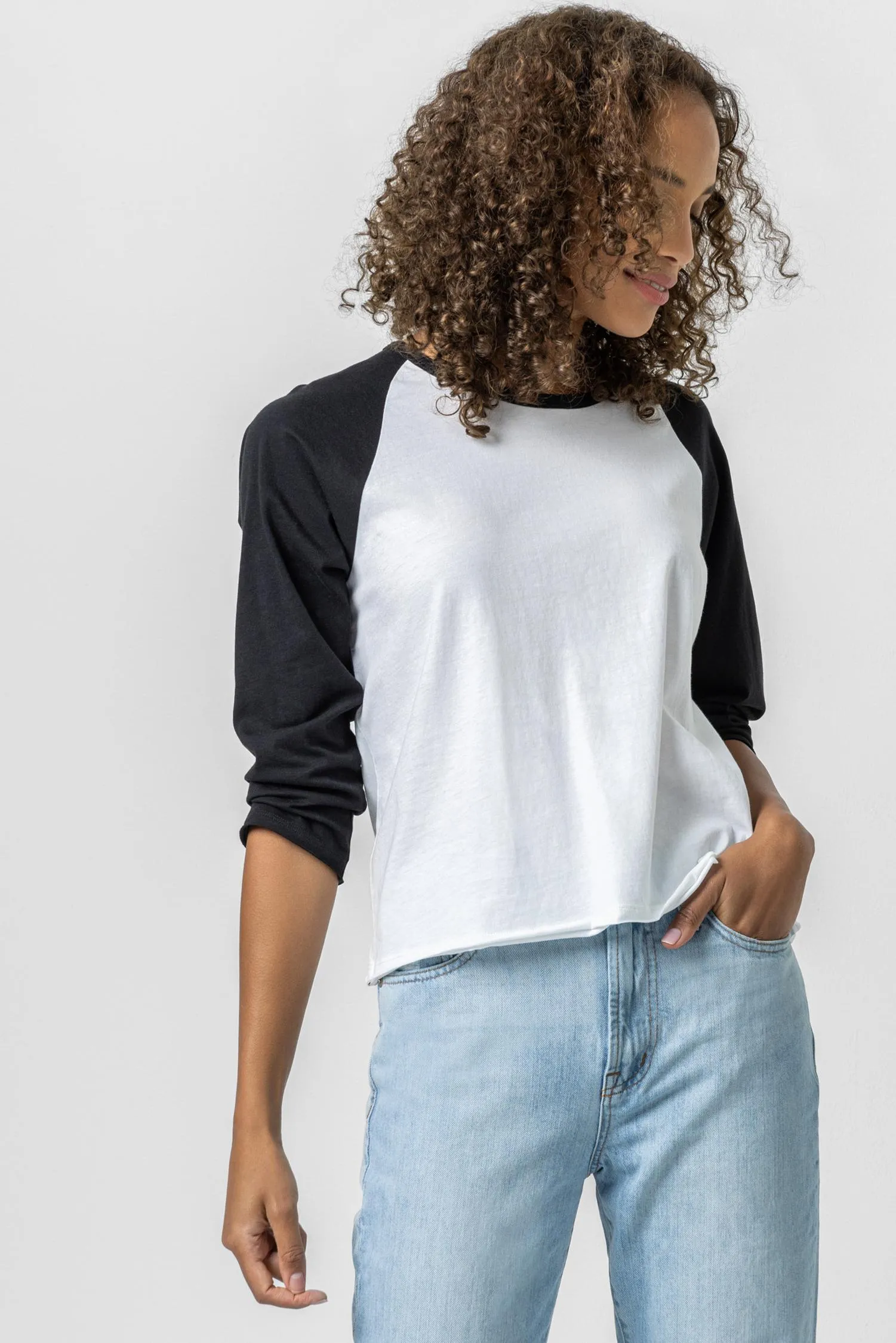 3/4 Sleeve Colorblocked Baseball Tee sold by Lilla P product image thumbnail 4