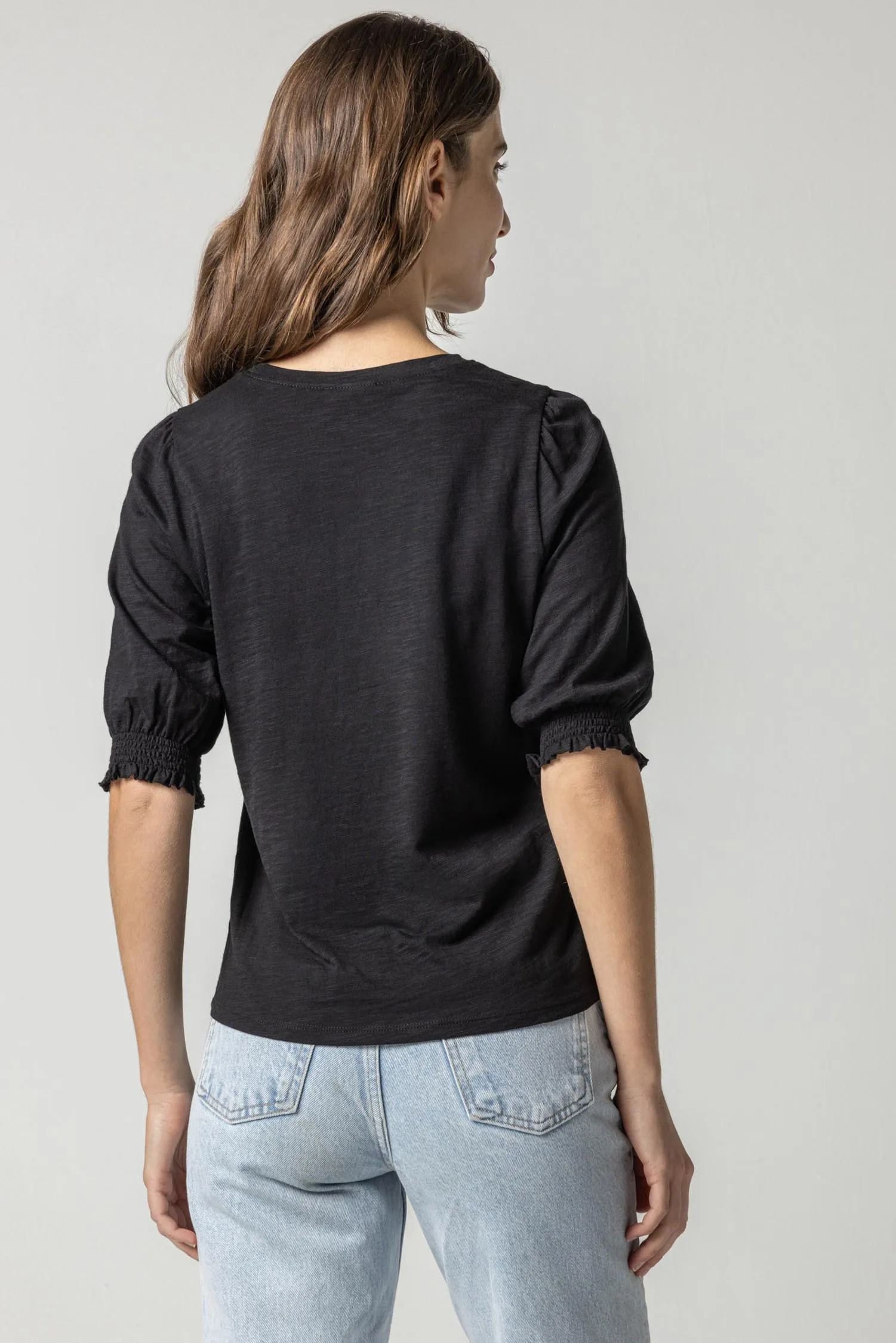 Smocked Cuff Short Sleeve Crew sold by Lilla P product image thumbnail 4