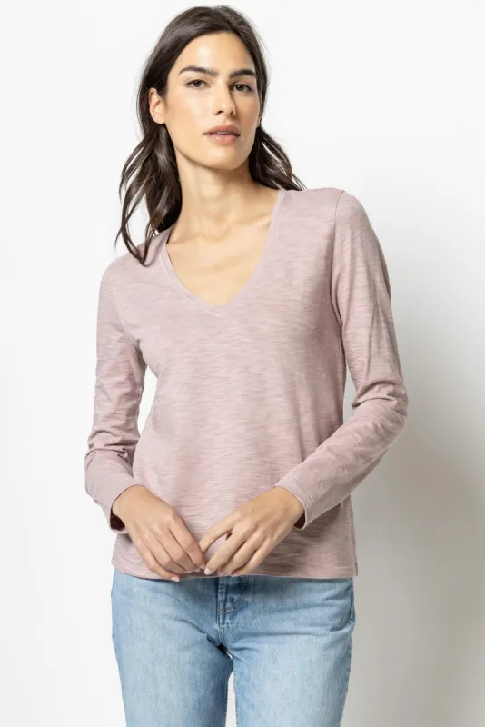 Back Seam Long Sleeve V-Neck sold by Lilla P