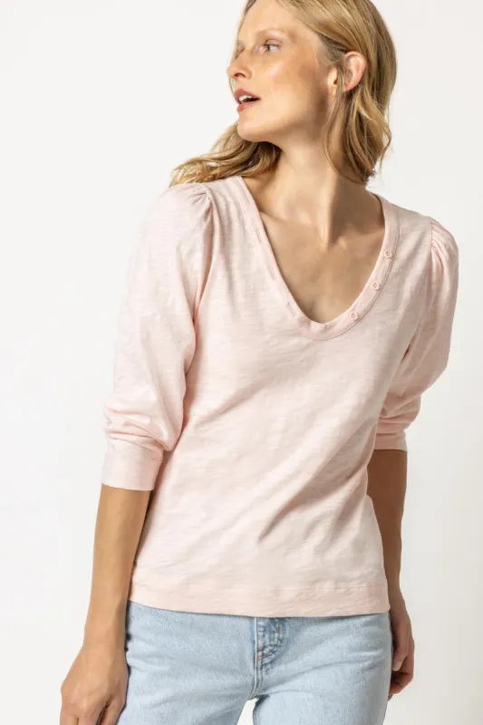 3/4 Sleeve Button U-Neck sold by Lilla P