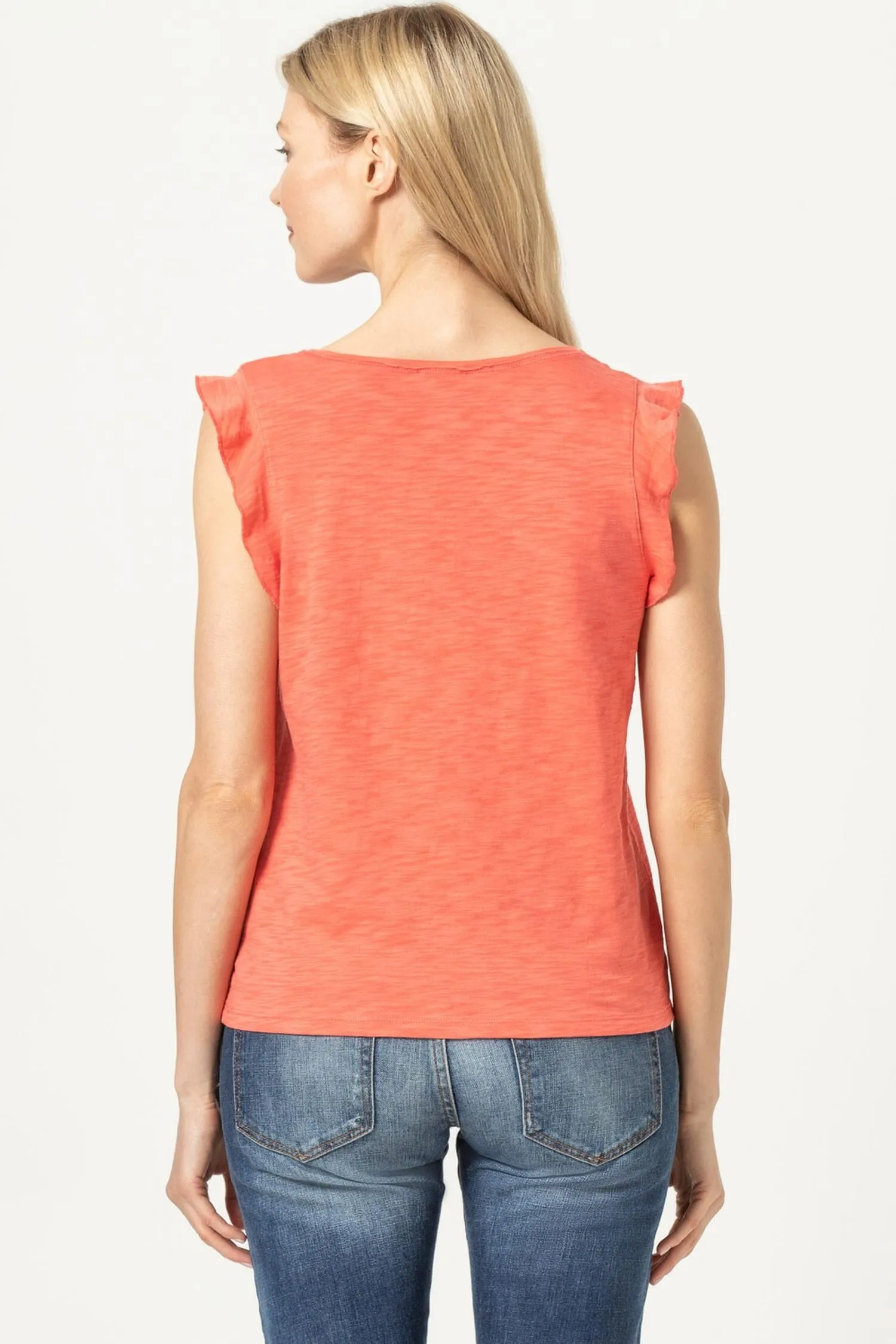 Ruffle Sleeve Scoop Neck Henley sold by Lilla P product image thumbnail 3
