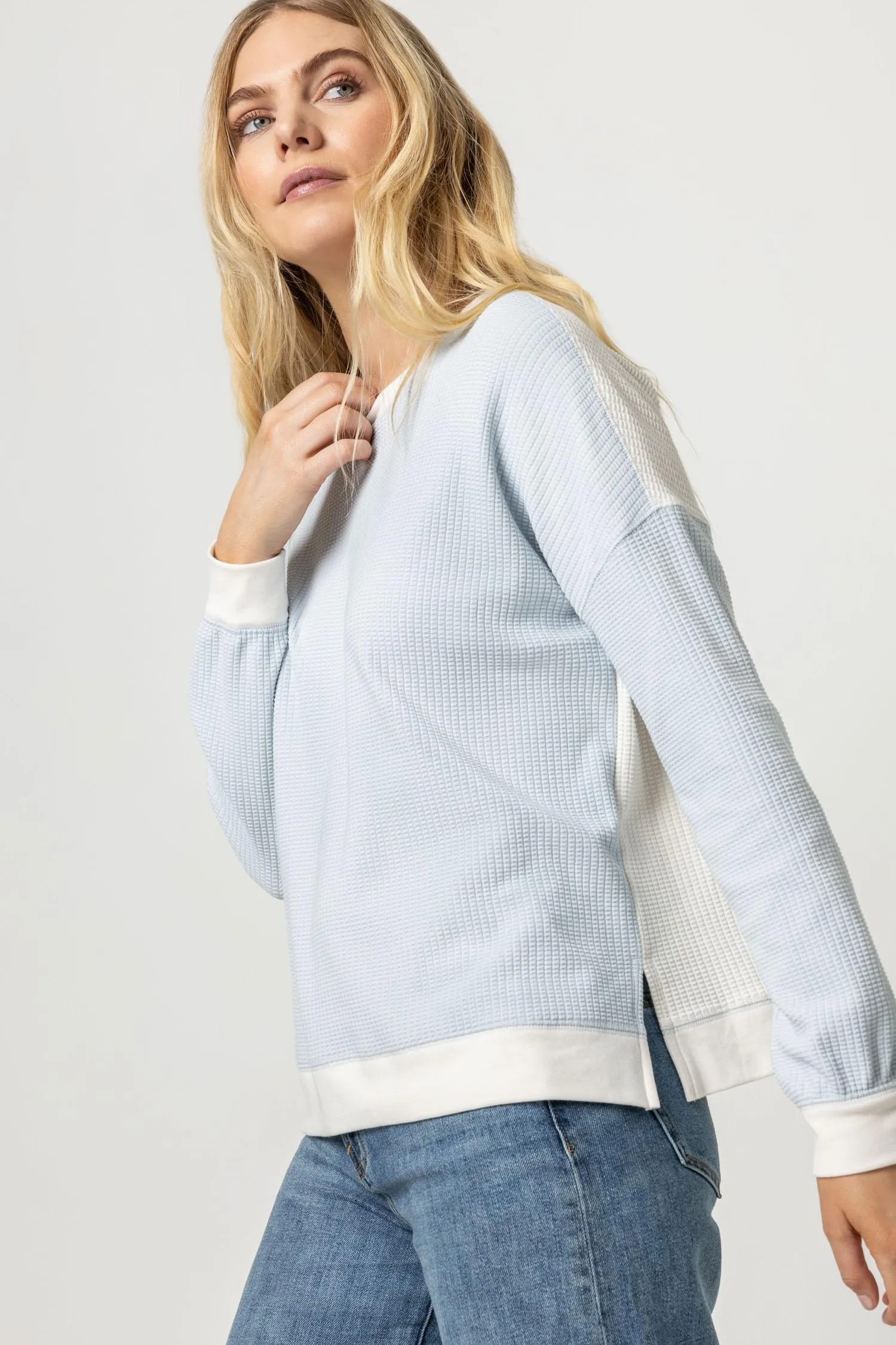 Two-Toned Waffle Sweatshirt sold by Lilla P product image thumbnail 4