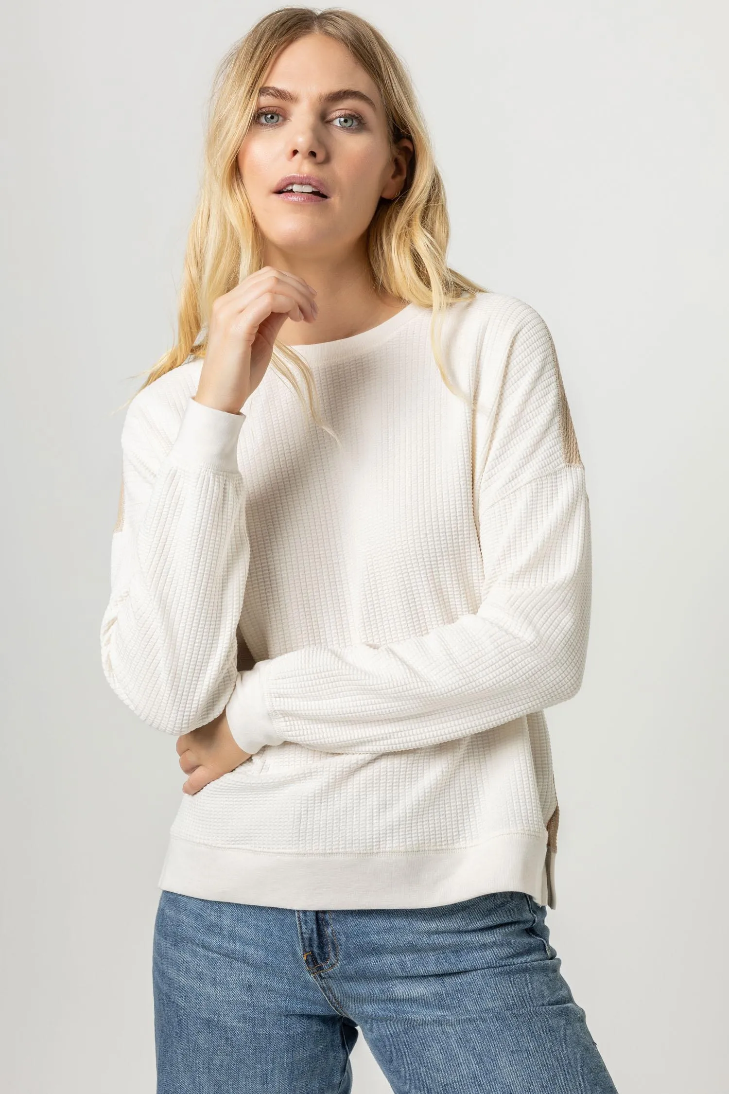 Two-Toned Waffle Sweatshirt sold by Lilla P product image thumbnail 2