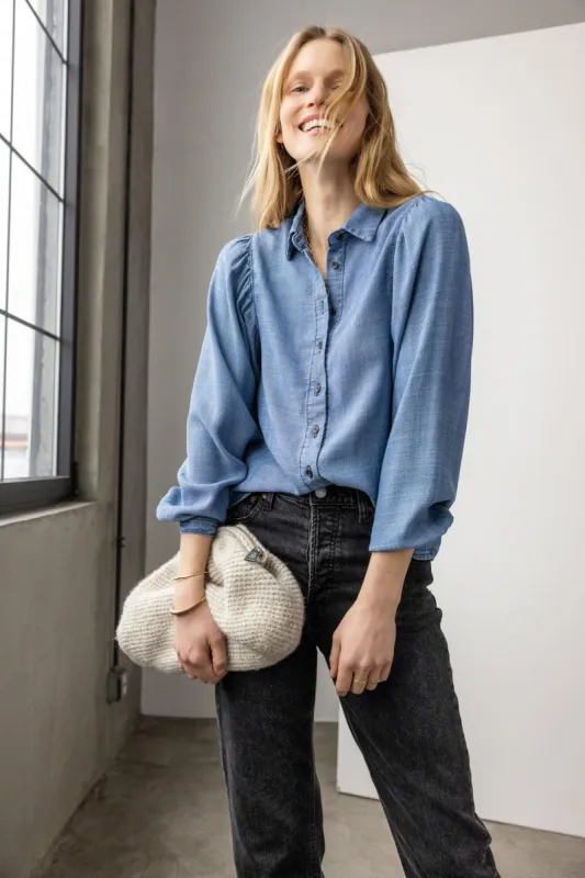 Shirred Sleeve Buttondown sold by Lilla P
