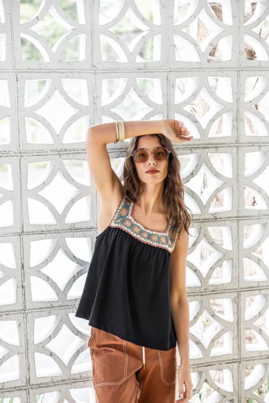 Crochet Trim Tank sold by Lilla P