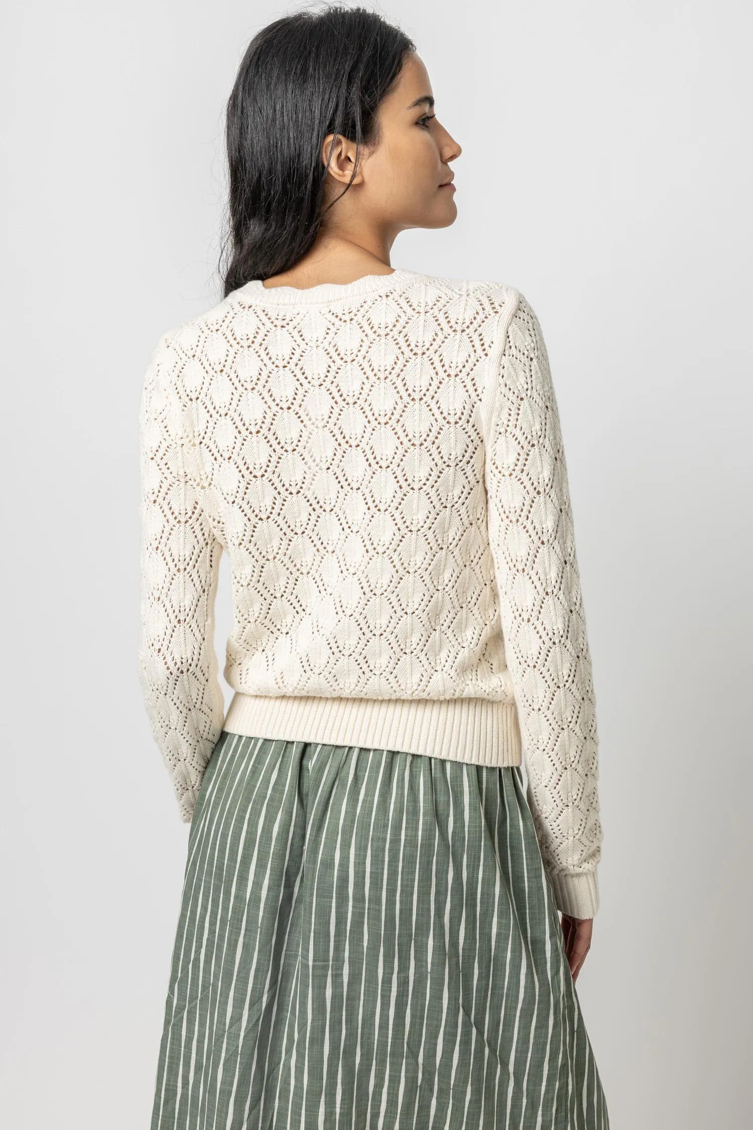 Pointelle Stitch Crewneck Sweater sold by Lilla P product image thumbnail 3