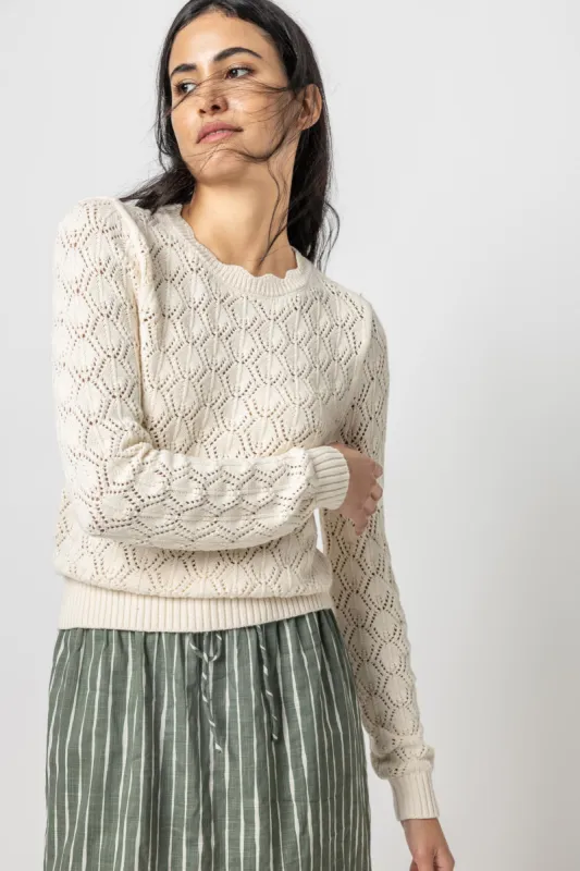 Pointelle Stitch Crewneck Sweater sold by Lilla P