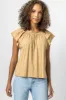 Ruffle Sleeve Keyhole Top sold by Lilla P