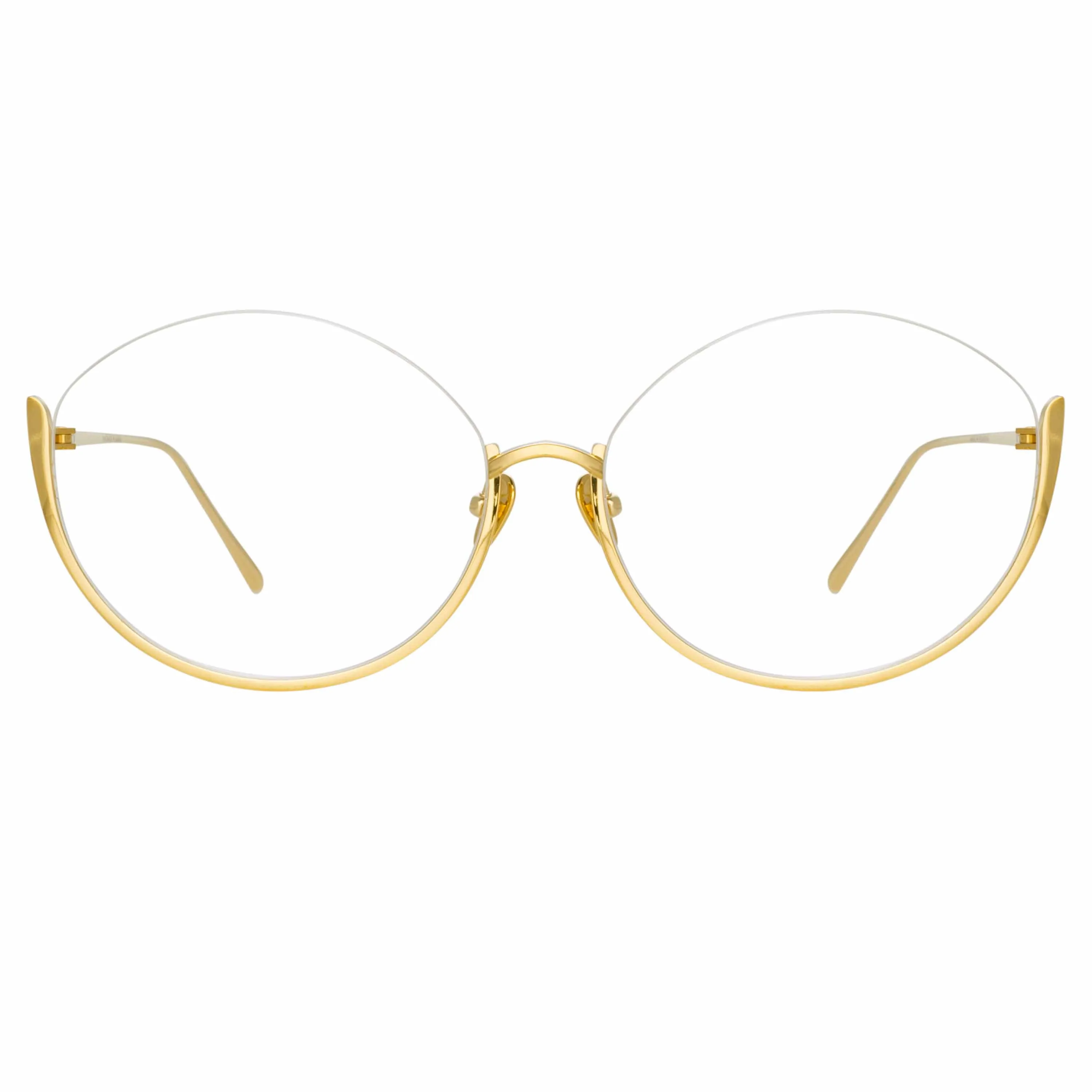 Rae Cat Eye Optical Frame in Yellow Gold sold by Linda Farrow