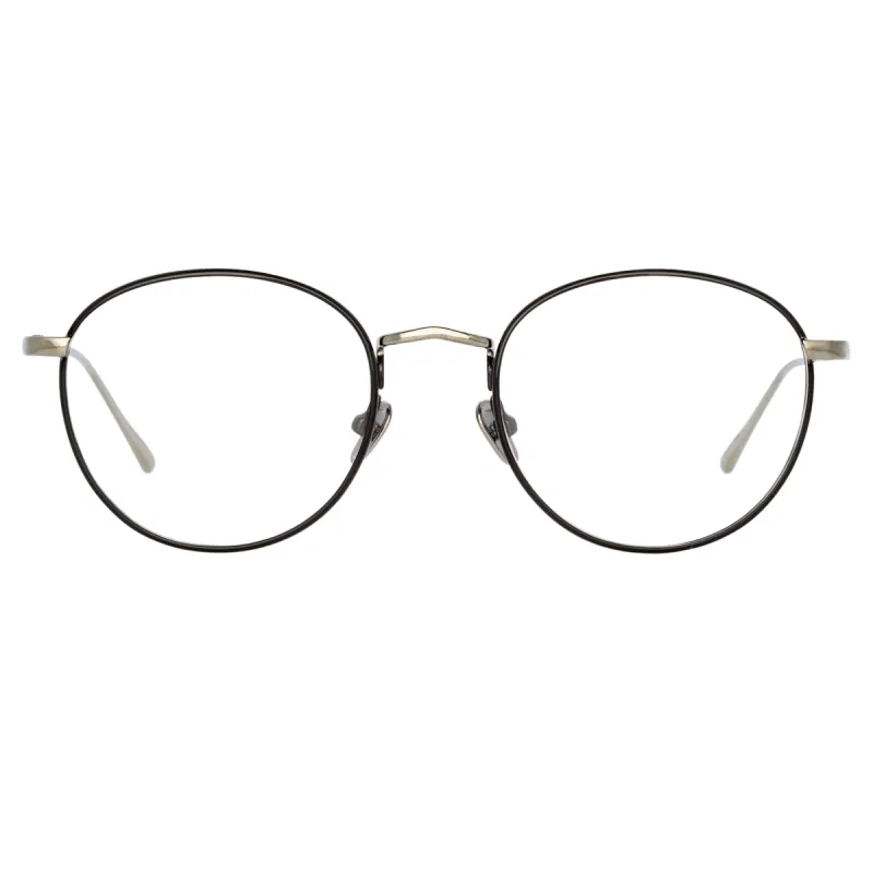 The Harrison | Oval Optical Frame in Black and White Gold (C2) sold by Linda Farrow