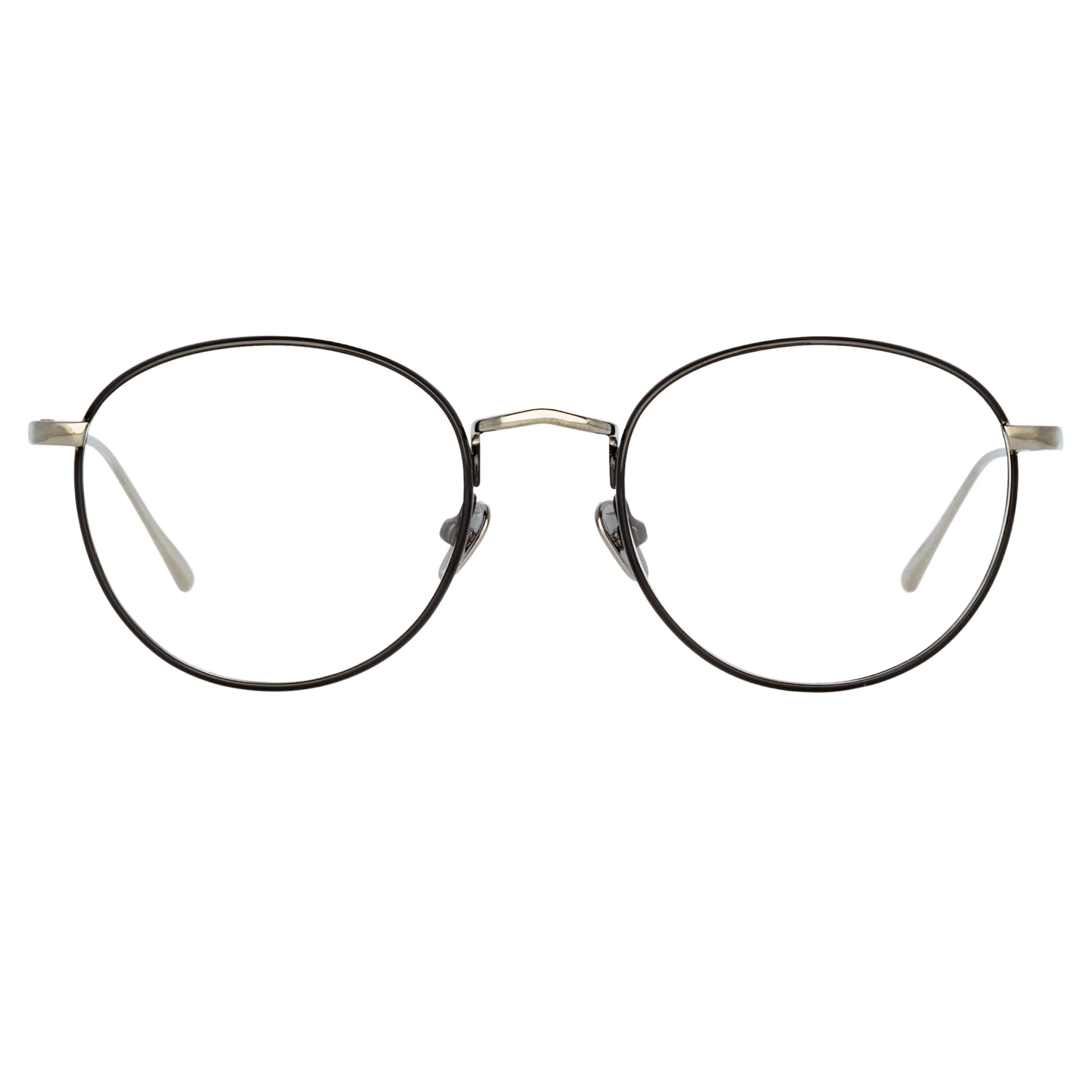The Harrison | Oval Optical Frame in Black and White Gold (C2) sold by Linda Farrow