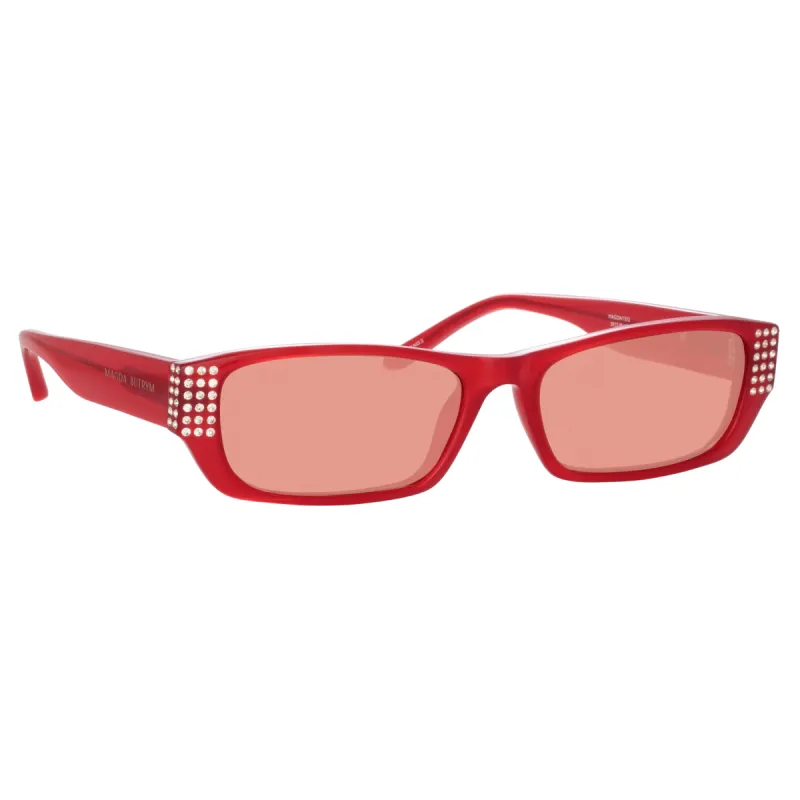 Magda Butrym Rectangular Sunglasses in Red sold by Linda Farrow