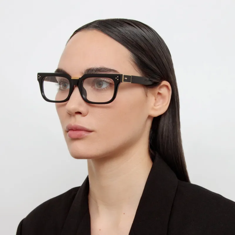 Yoan Angular Optical Frame in Black sold by Linda Farrow