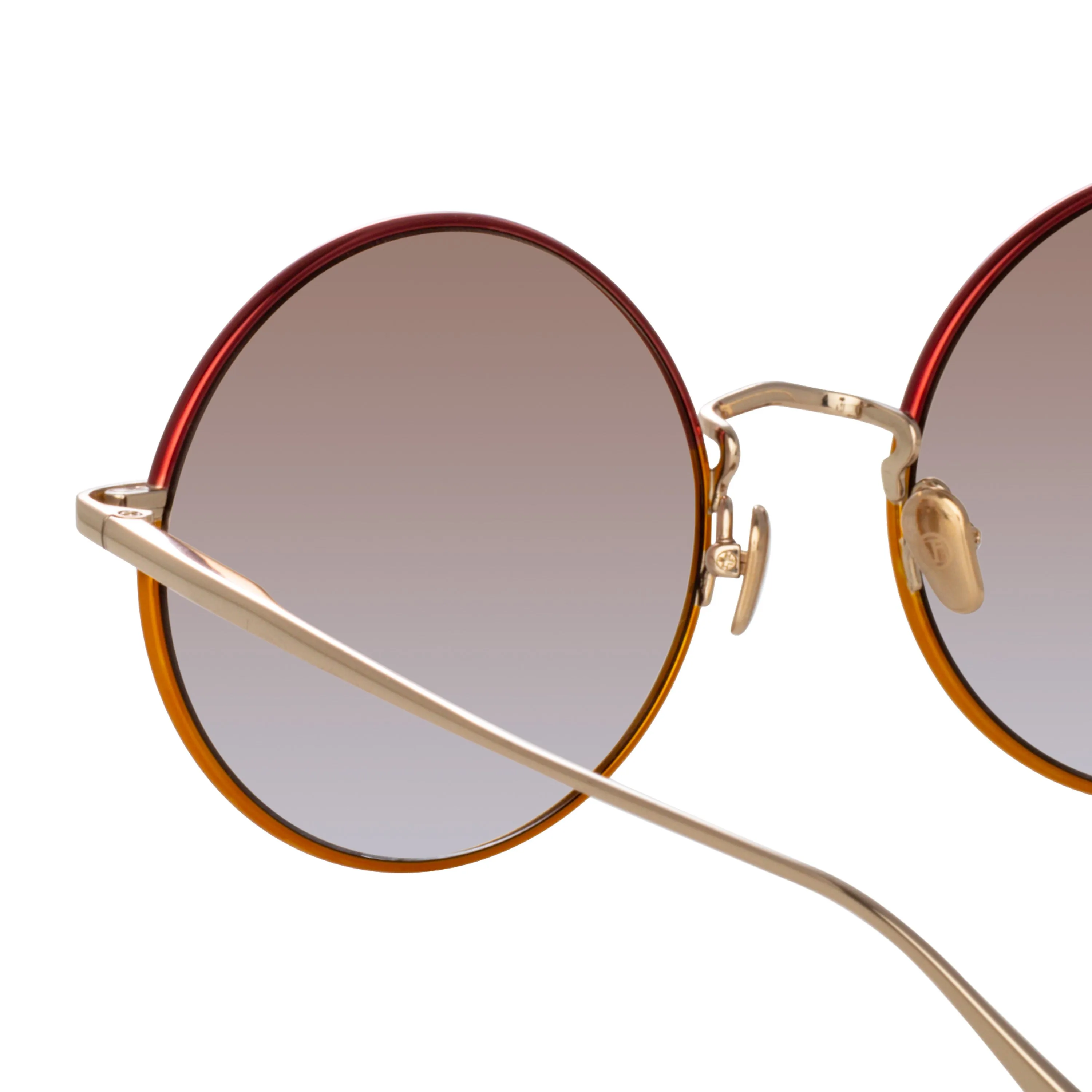 Bea Round Sunglasses in Light Gold and Red sold by Linda Farrow product image thumbnail 3