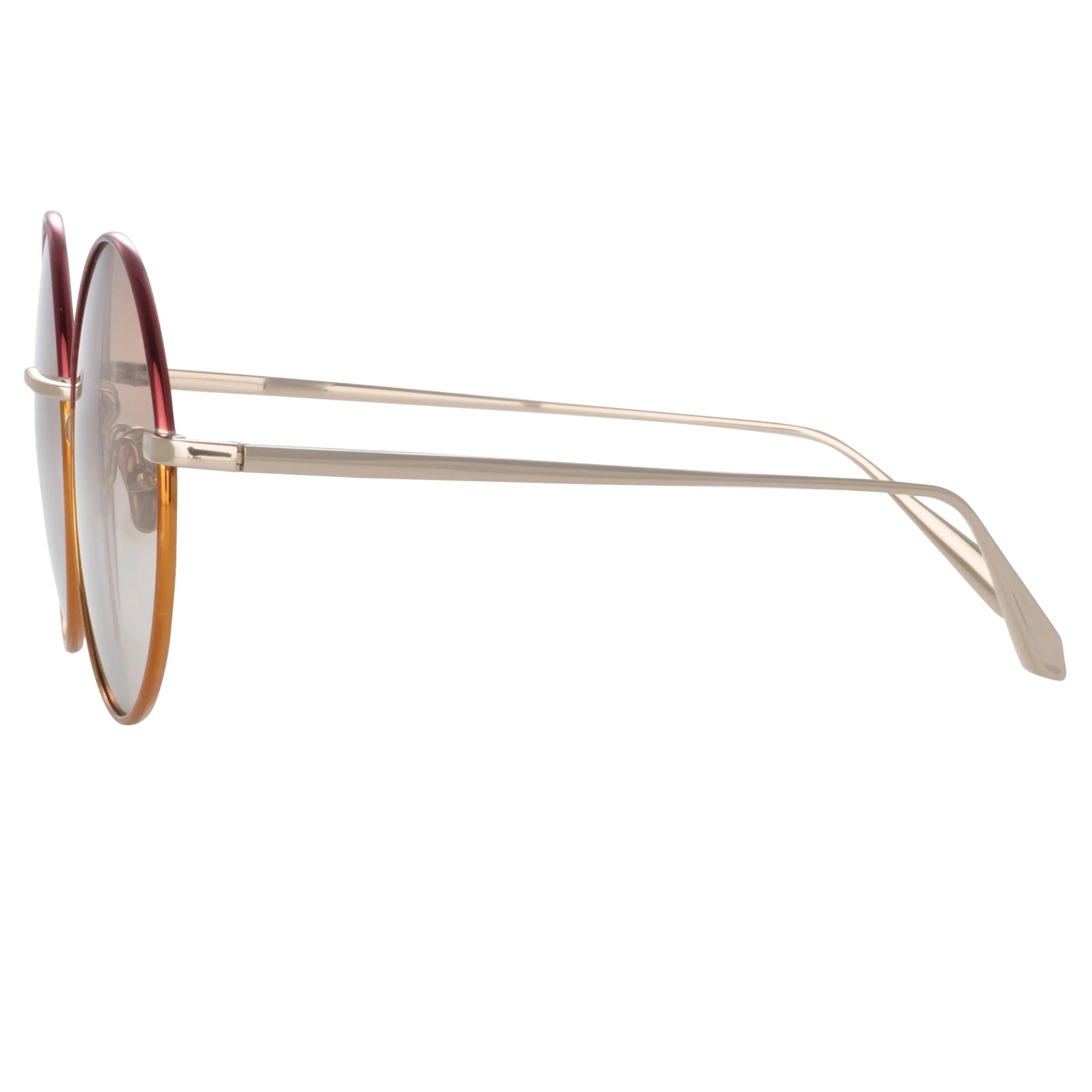 Bea Round Sunglasses in Light Gold and Red sold by Linda Farrow product image thumbnail 4