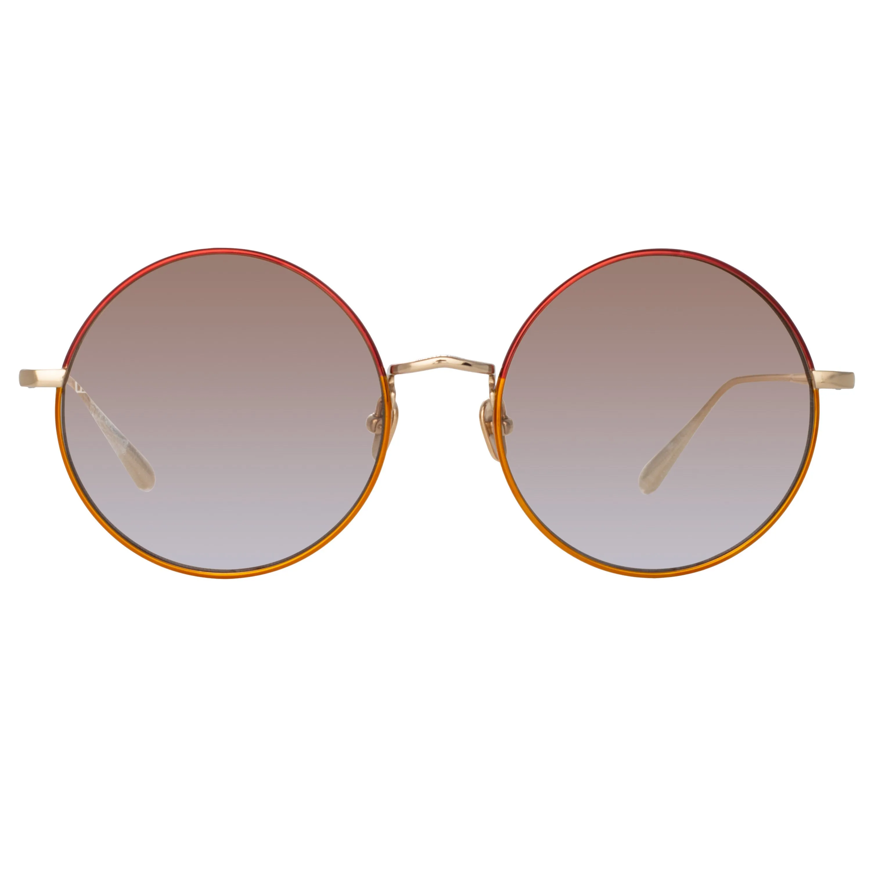 Bea Round Sunglasses in Light Gold and Red sold by Linda Farrow product image thumbnail 2
