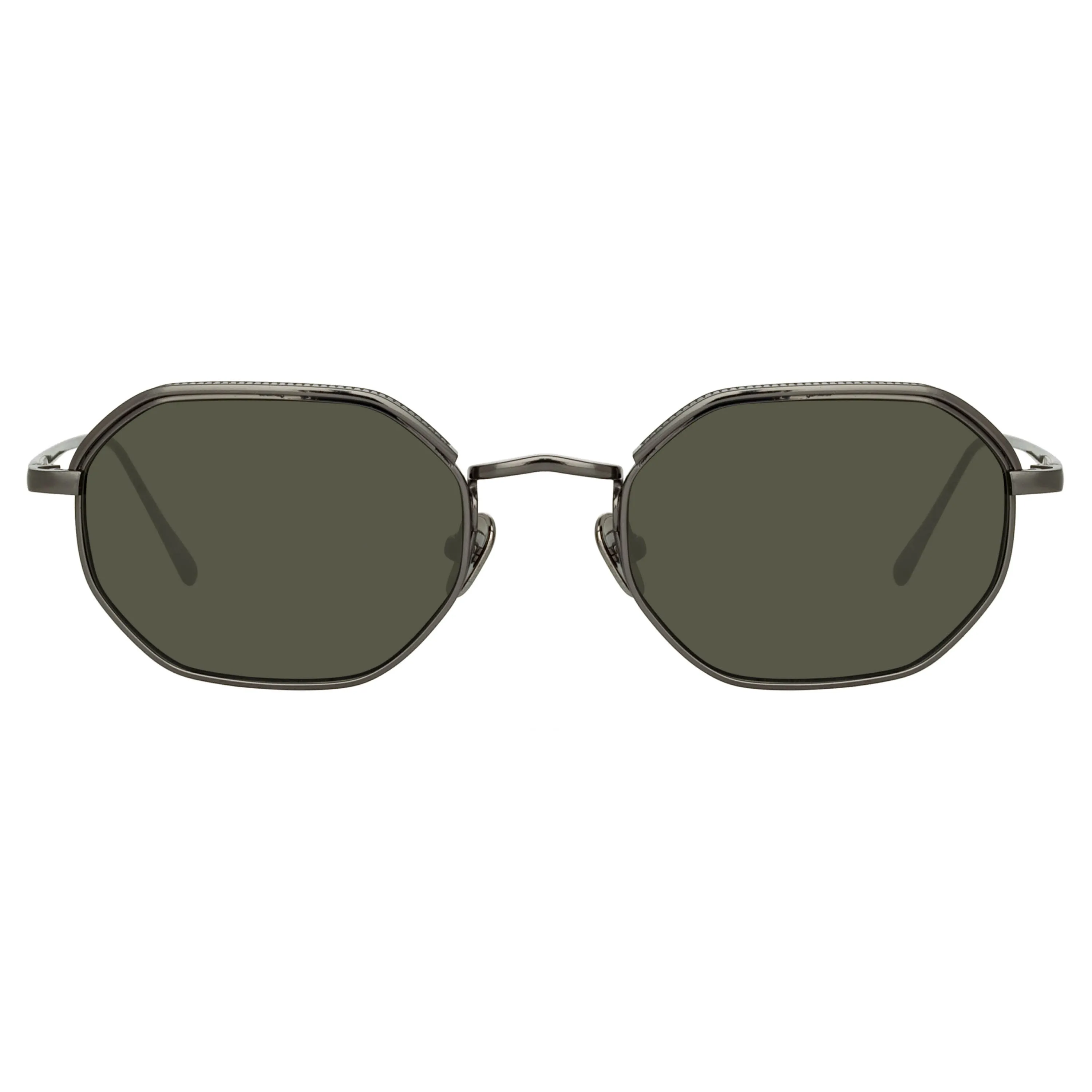 Shaw Angular Glasses in Nickel and Grey (Men's) sold by Linda Farrow product image thumbnail 2