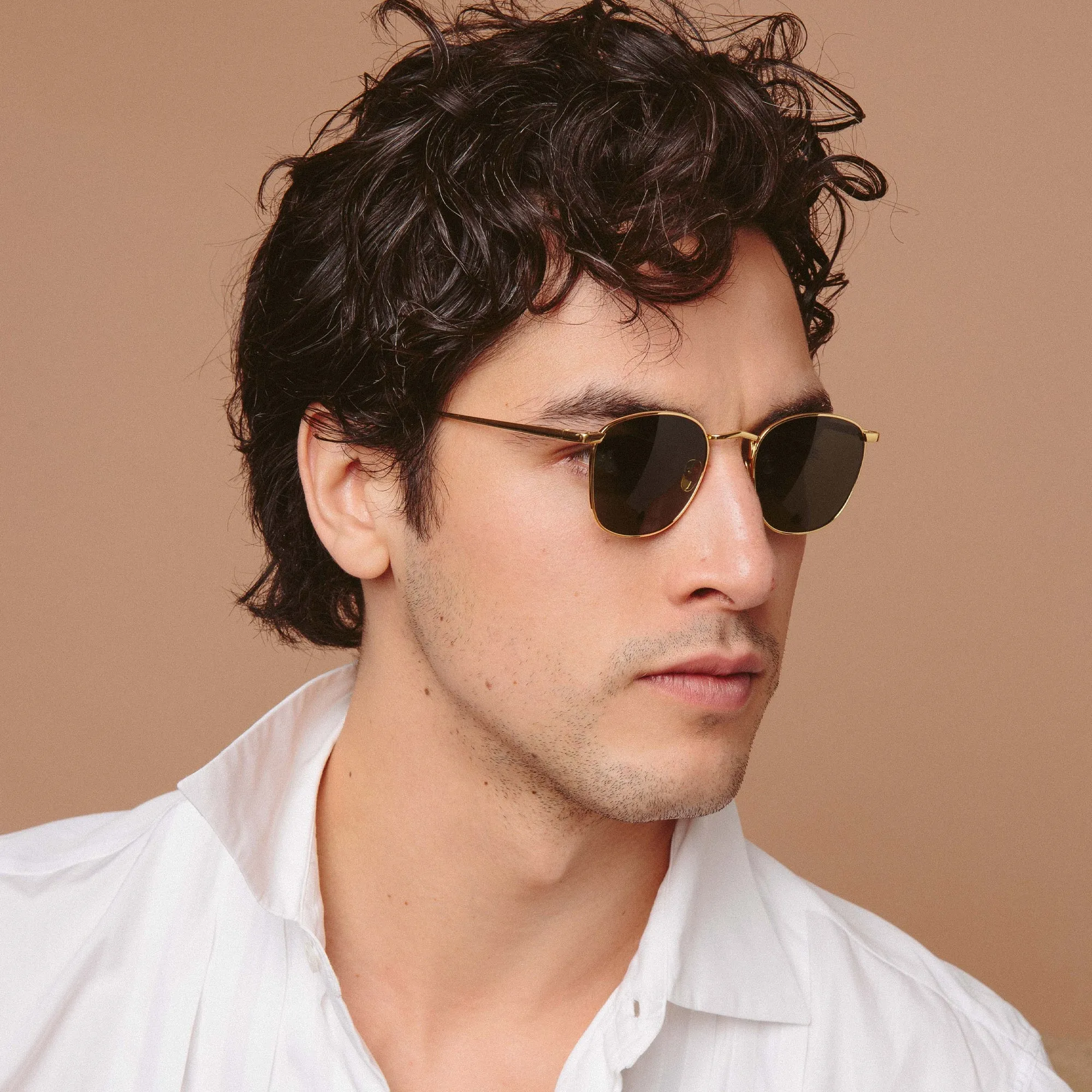 The Simon | Men's Square Sunglasses in Green / Yellow Gold (C5) sold by Linda Farrow product image thumbnail 5