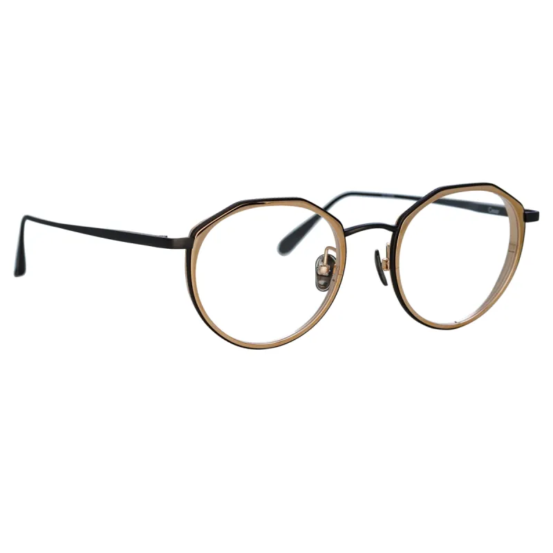 Cesar Angular Optical Frame in Nickel sold by Linda Farrow