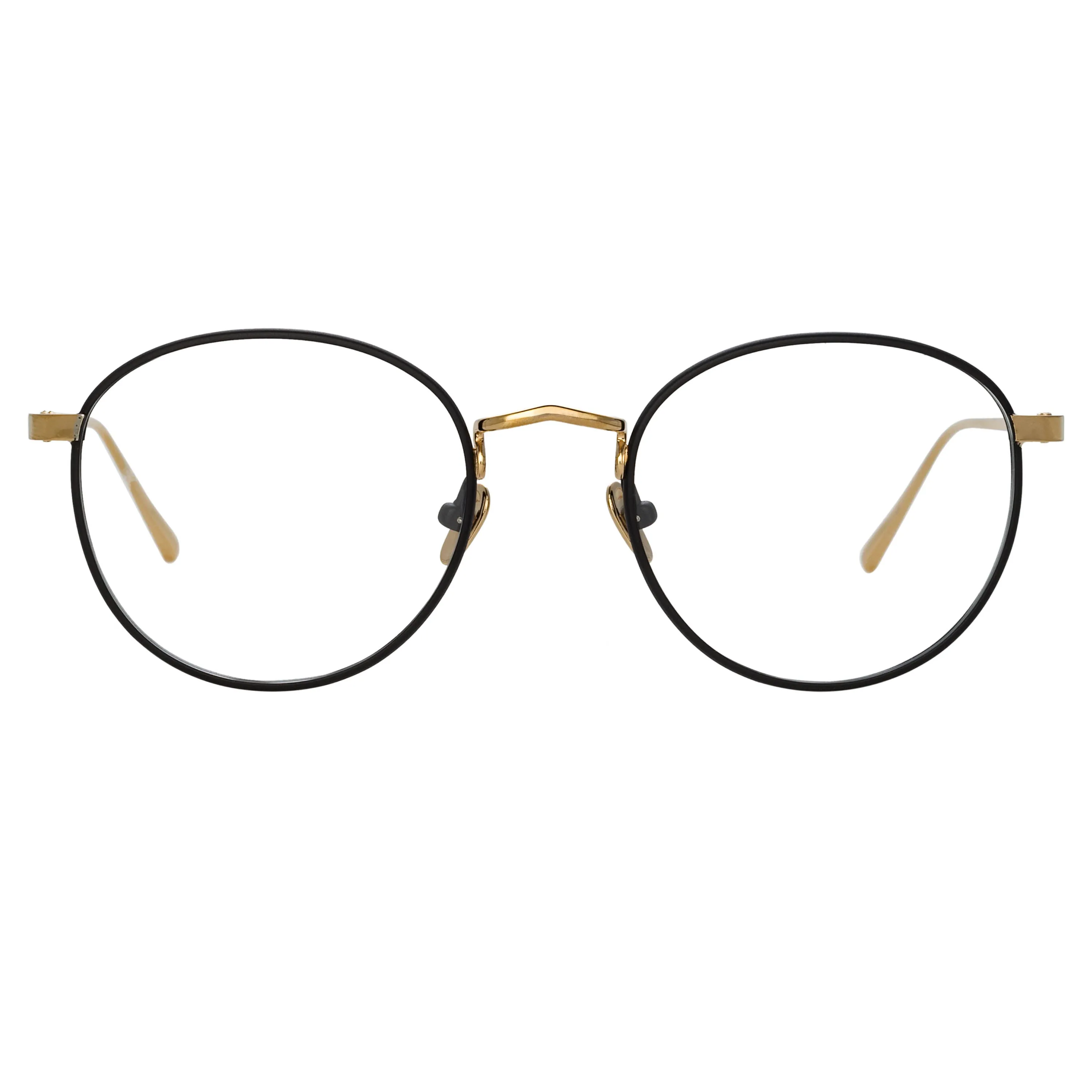 The Harrison | Oval Optical Frame in Black and Light Gold (C3) sold by Linda Farrow
