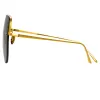Loni Cat Eye Sunglasses in Yellow Gold and Grey sold by Linda Farrow