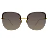 Loni Cat Eye Sunglasses in Yellow Gold and Grey sold by Linda Farrow