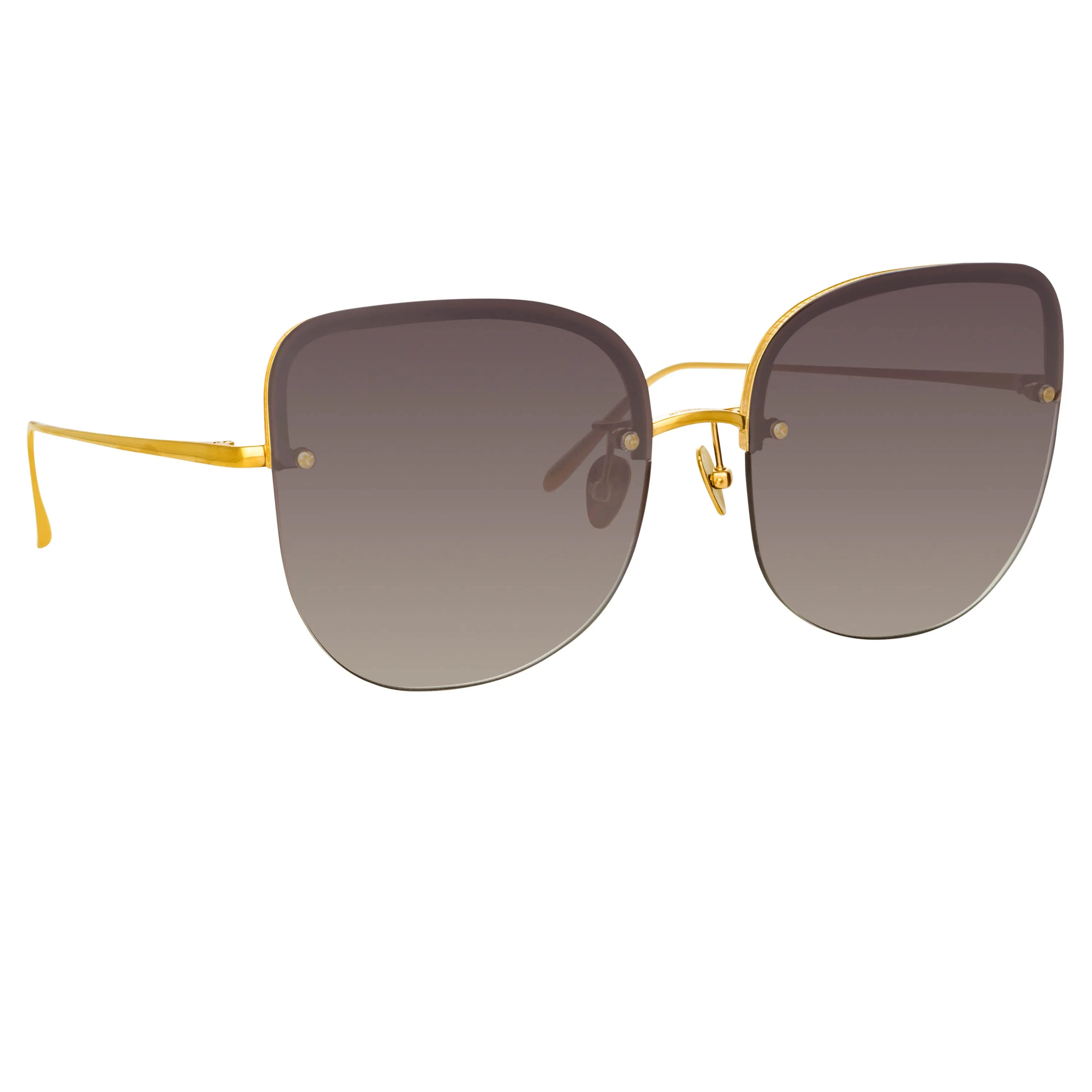 Loni Cat Eye Sunglasses in Yellow Gold and Grey sold by Linda Farrow product image thumbnail 2