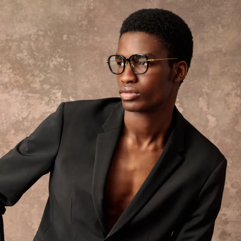 Lane Square Optical Frame in Black Men's (Asian Fit) sold by Linda Farrow