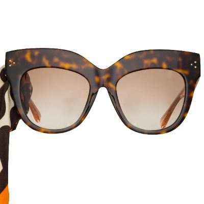 Dunaway Oversized Sunglasses in Tortoiseshell and Orange sold by Linda Farrow