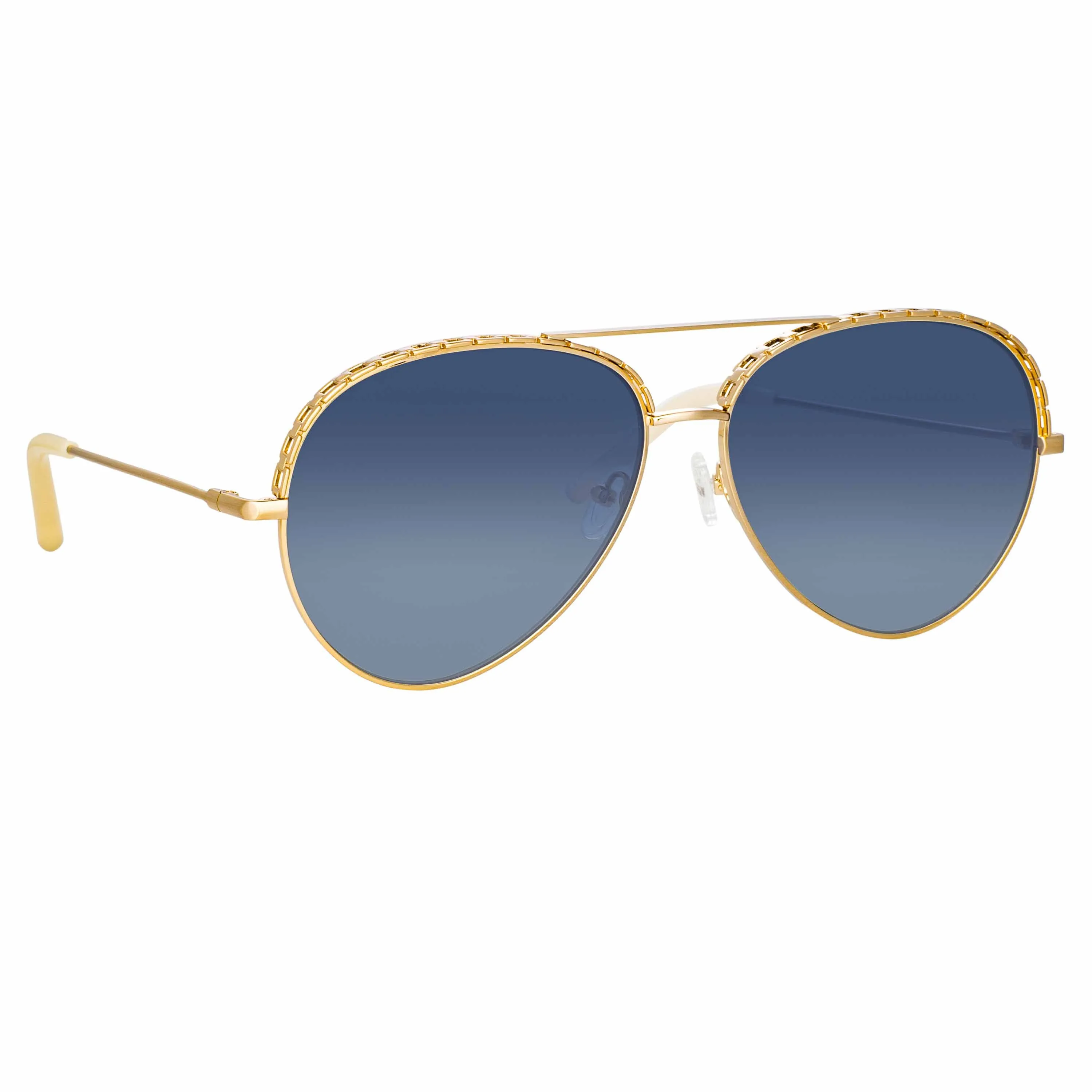 Matthew Williamson Magnolia Sunglasses in Light Gold and Blue sold by Linda Farrow