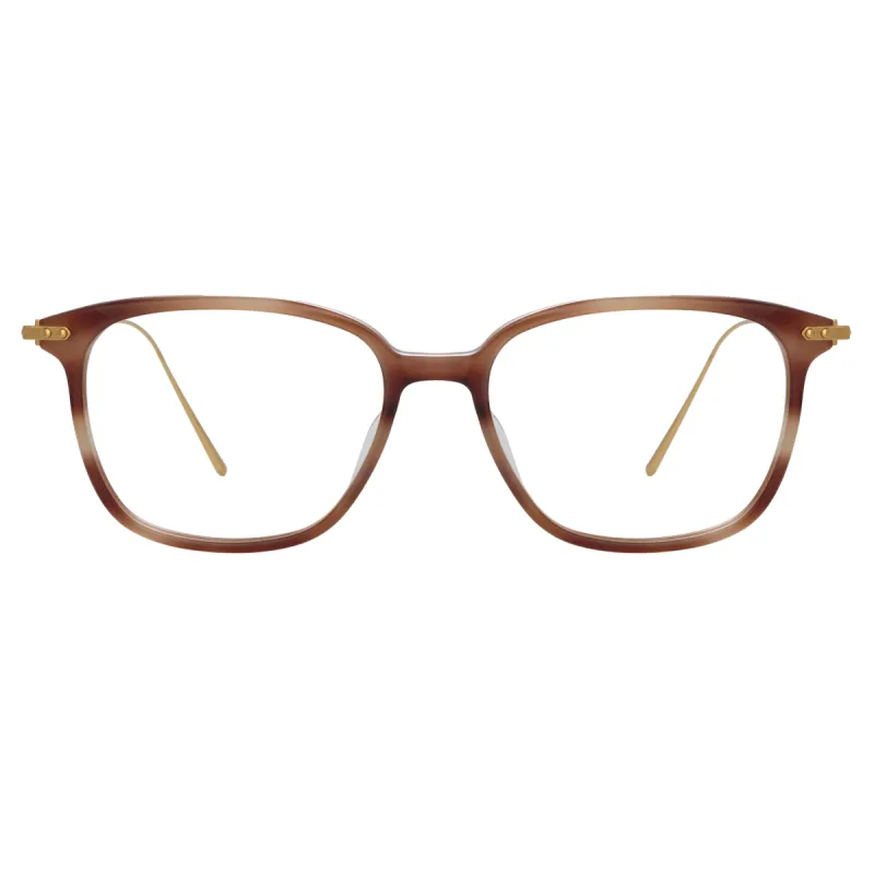 Coffey A Rectangular Optical Frame in Horn sold by Linda Farrow