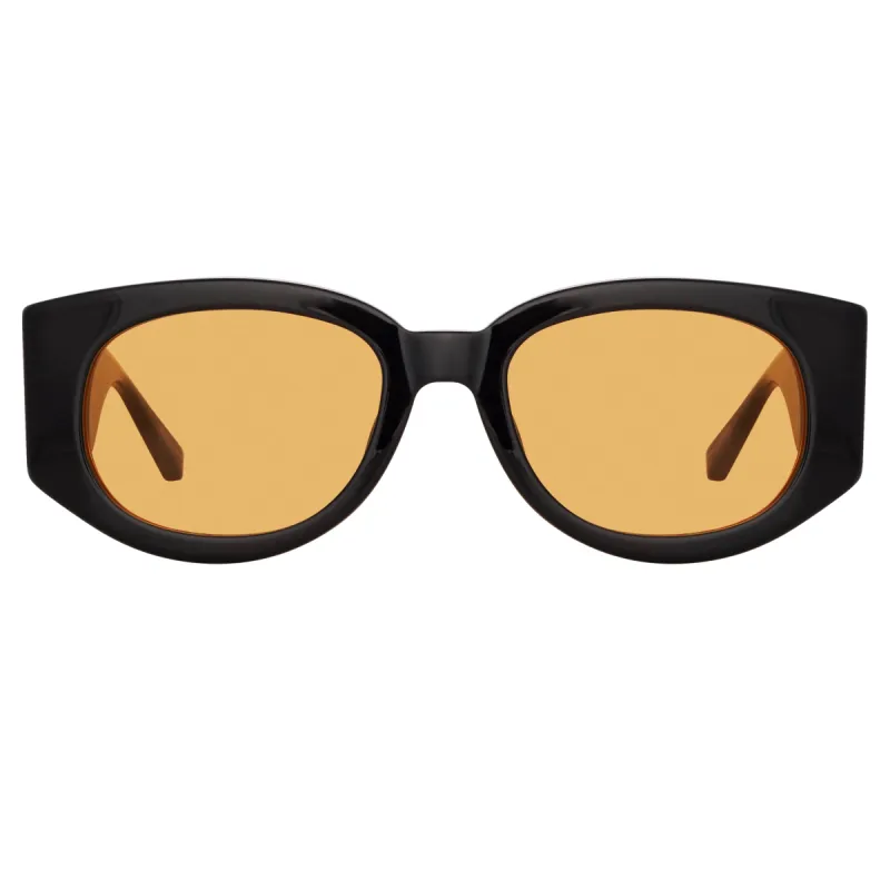 Debbie D-Frame Sunglasses in Black and Orange sold by Linda Farrow