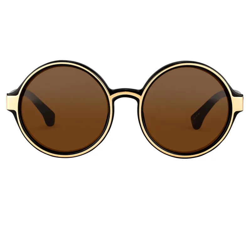 Dries van Noten Round Sunglasses in Black sold by Linda Farrow
