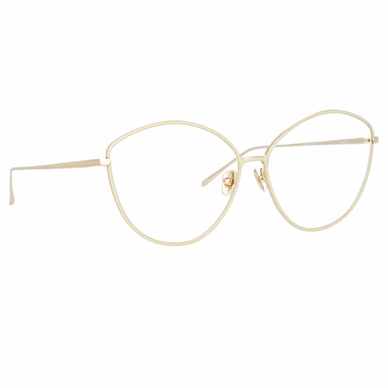 Francis Cat Eye Optical Frame in Light Gold sold by Linda Farrow