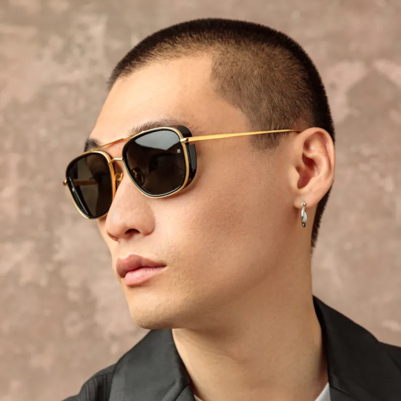 Men's Jarvis Aviator Sunglasses in Black sold by Linda Farrow