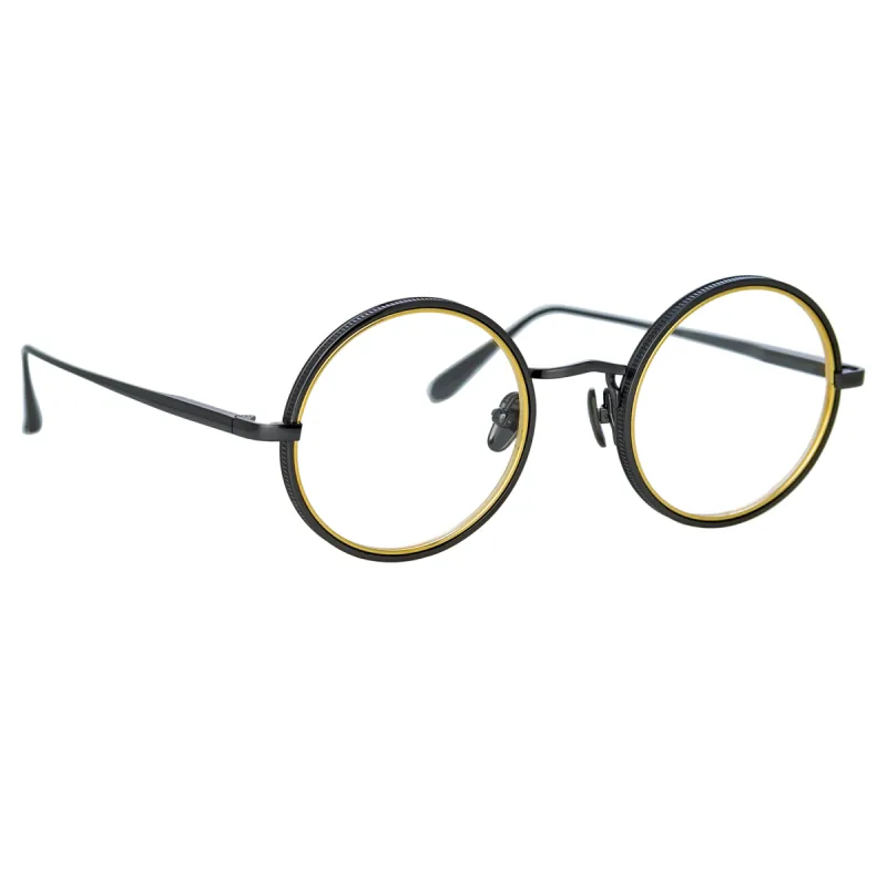 Cortina Oval Optical Frame in Nickel and Yellow Gold sold by Linda Farrow
