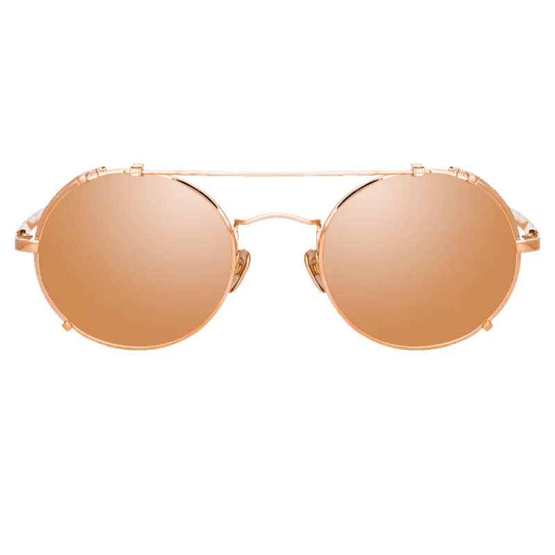 Jimi Oval Sunglasses in Rose Gold sold by Linda Farrow