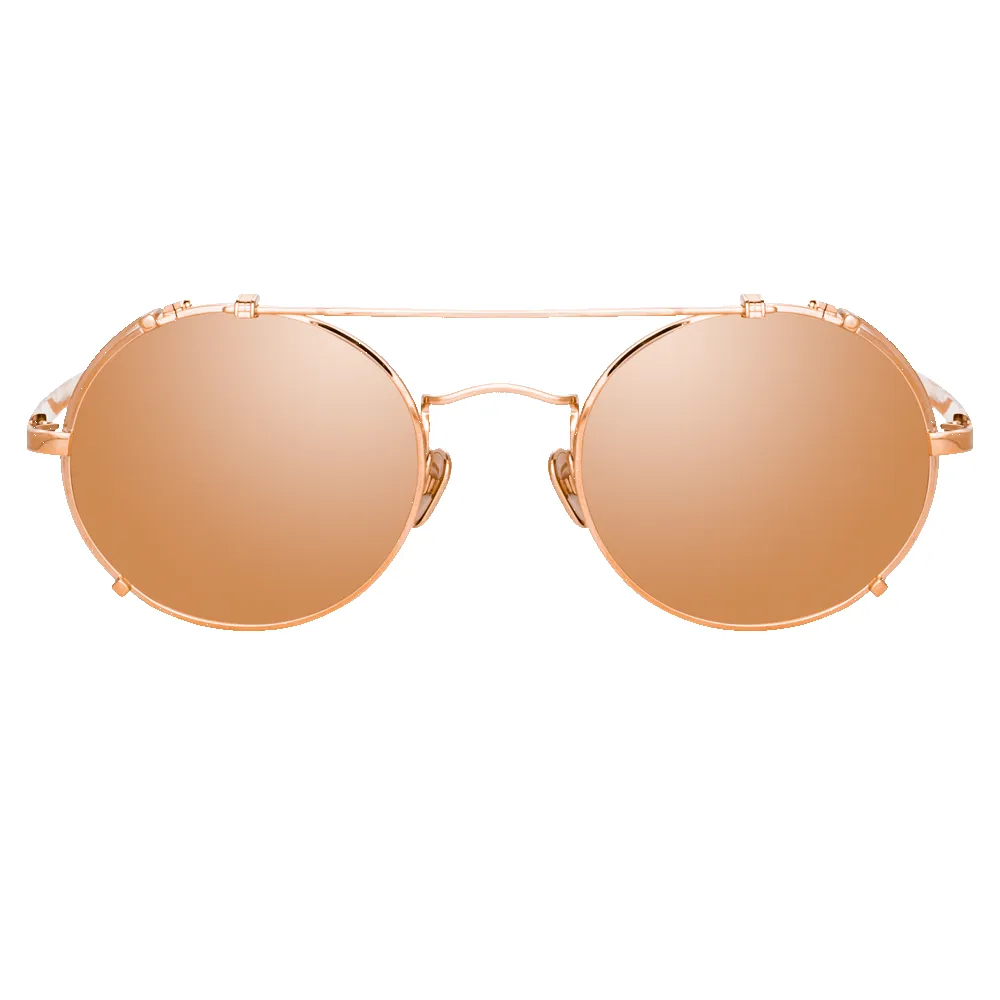 Jimi Oval Sunglasses in Rose Gold sold by Linda Farrow