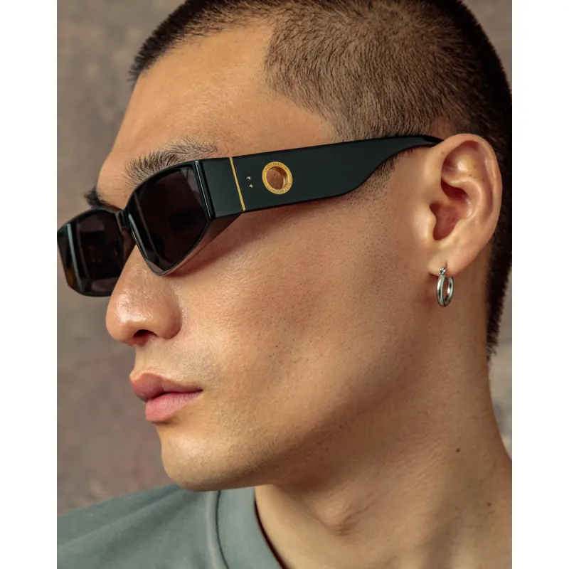 Men's Alexis Angular Sunglasses in Black sold by Linda Farrow