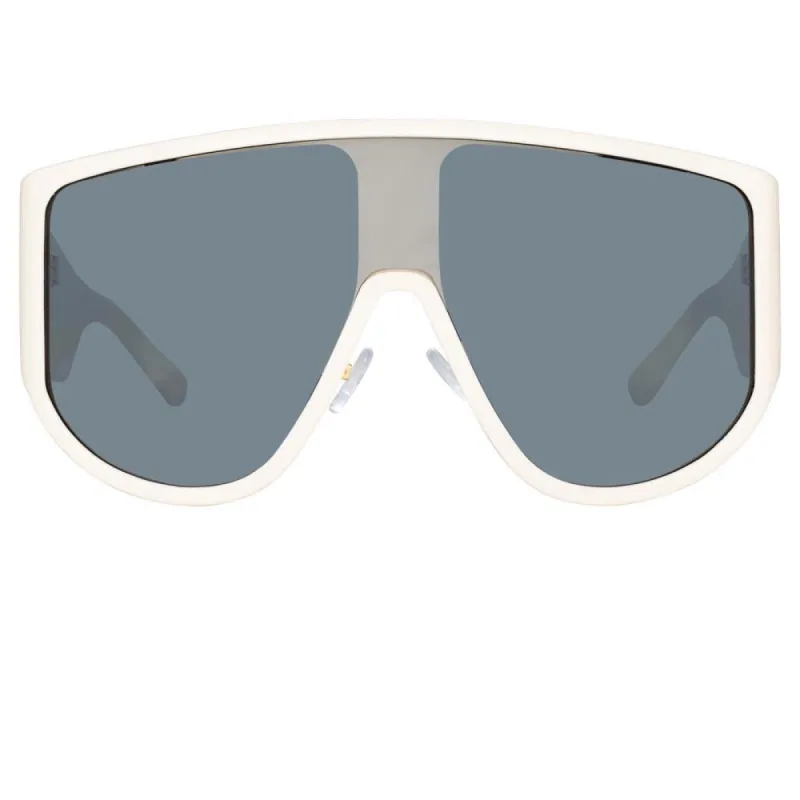 The Attico Iman Shield Sunglasses in White sold by Linda Farrow