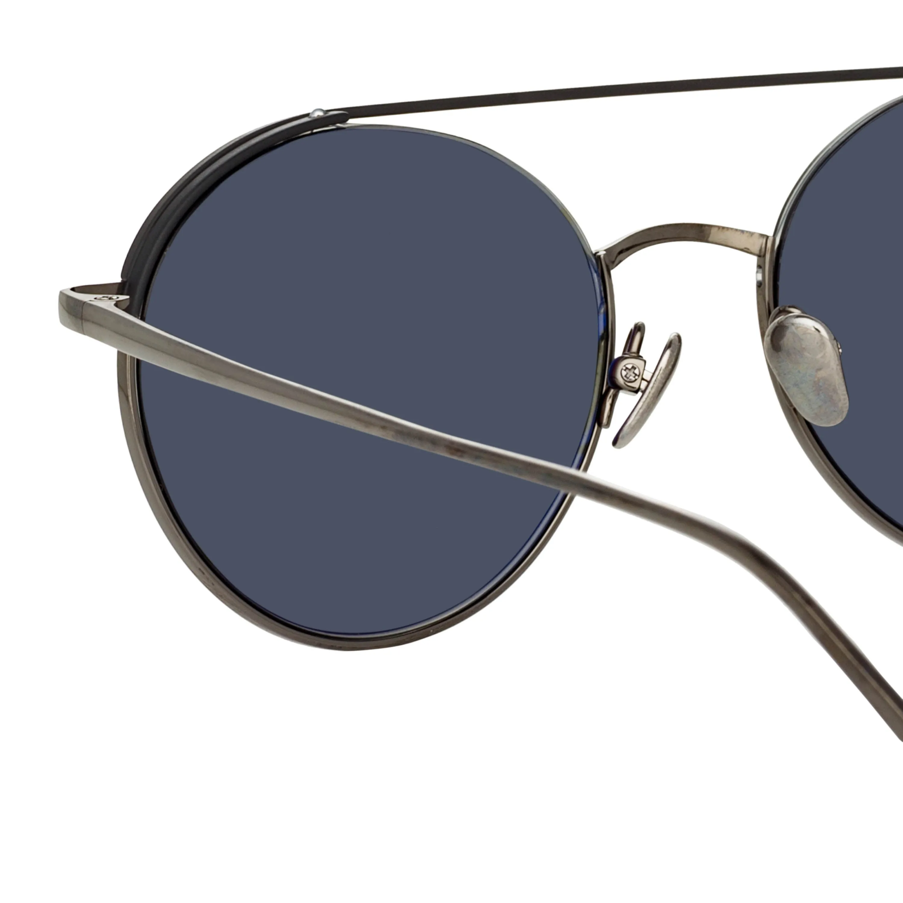 Dustin Round Sunglasses in Black and Nickel sold by Linda Farrow product image thumbnail 4