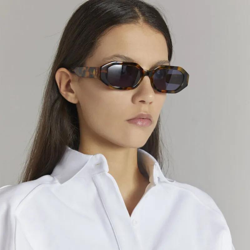 The Attico Irene Angular Sunglasses in Tortoiseshell sold by Linda Farrow
