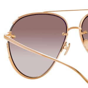Russo Aviator Sunglasses in Rose Gold sold by Linda Farrow