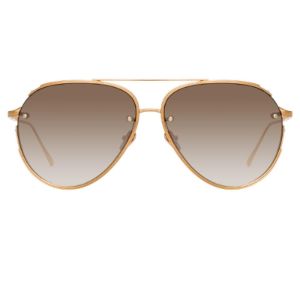 Russo Aviator Sunglasses in Rose Gold sold by Linda Farrow