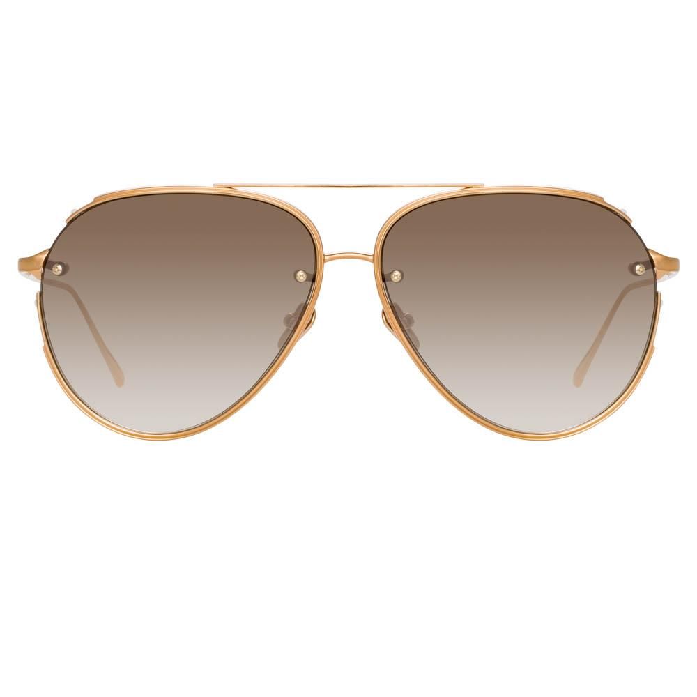 Russo Aviator Sunglasses in Rose Gold sold by Linda Farrow