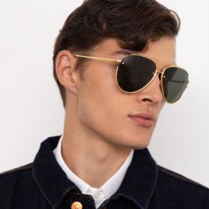 Russo Aviator Sunglasses in Rose Gold sold by Linda Farrow